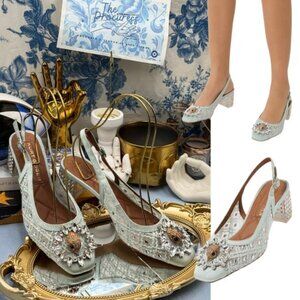 🆕 KURT GEIGER LONDON 🧿 NWOB Chelsea 60 Block Slingback Mules, Mint Green Sz8.5